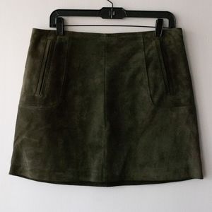 Olive Suede A-Line Skirt